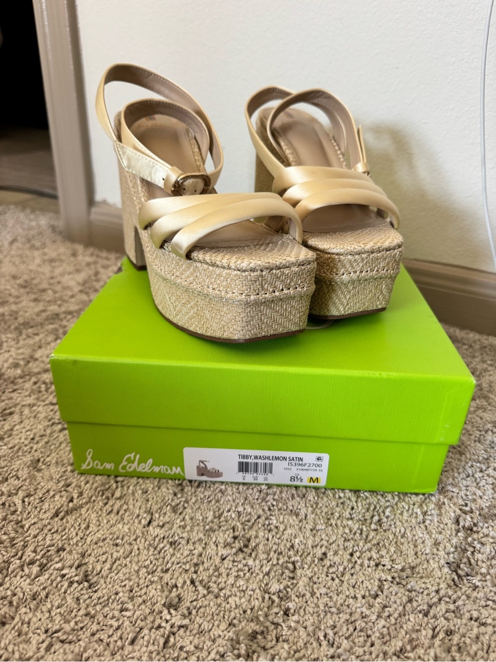 Sam Edelman Lemon Satin Platform Sandals